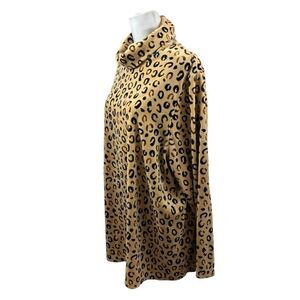Ladies Liz & Me Sport Leopard Print Velour Turtleneck Blouse Size 1X 18/20